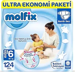 Molfix 6 Numara Extra Large 124'lü Bebek Bezi