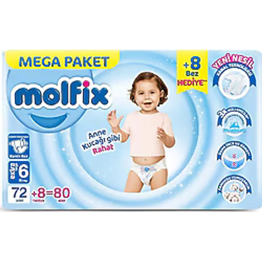Molfix 6 Numara Extra Large 80'li Bebek Bezi