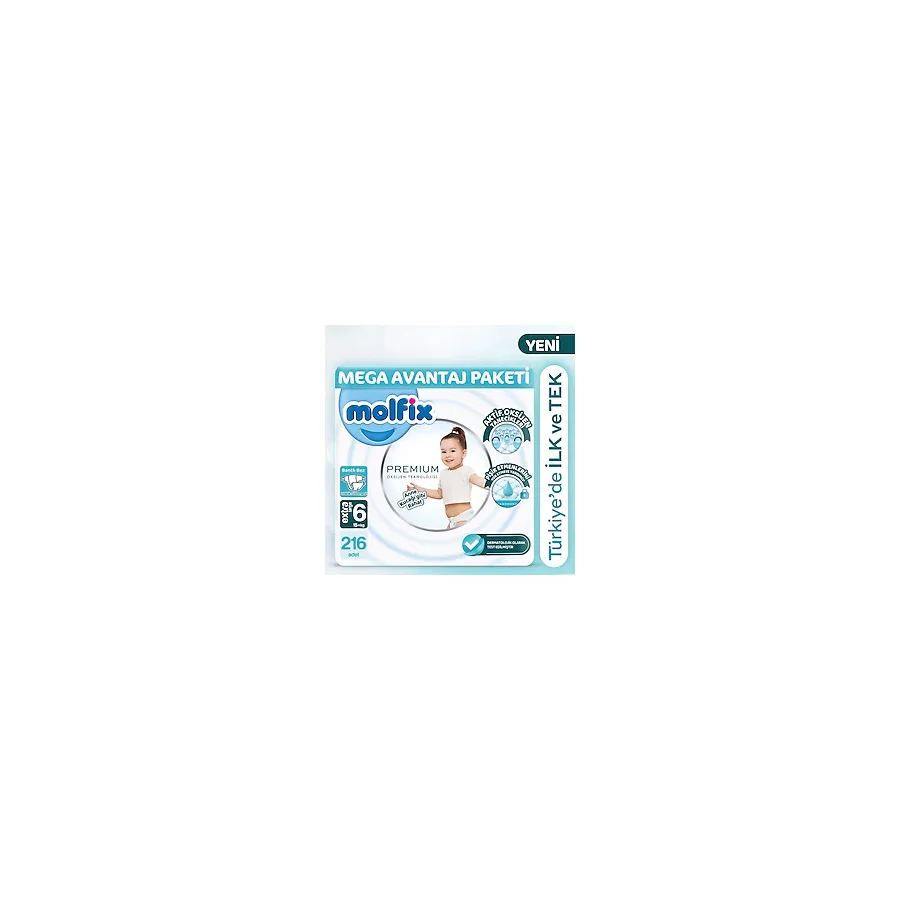 Molfix Premium 6 Numara Extra Large 54'lü 4 Adet Bebek Bezi