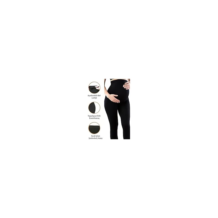 Mom's Lab Kadın Siyah Bel Ayarlı Toparlayıcı Ve Sıkılaştırıcı Özellikli Diz Üstü Şort Hamile Tayt;Siyah3 Xl/2Xl