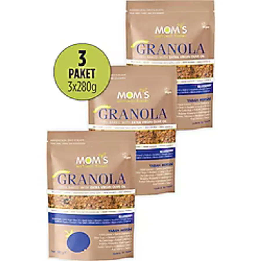 Mom's Natural Foods 3'lü Yaban Mersini Granola 840 gr Meyveli Sağlıklı Atıştırmalık