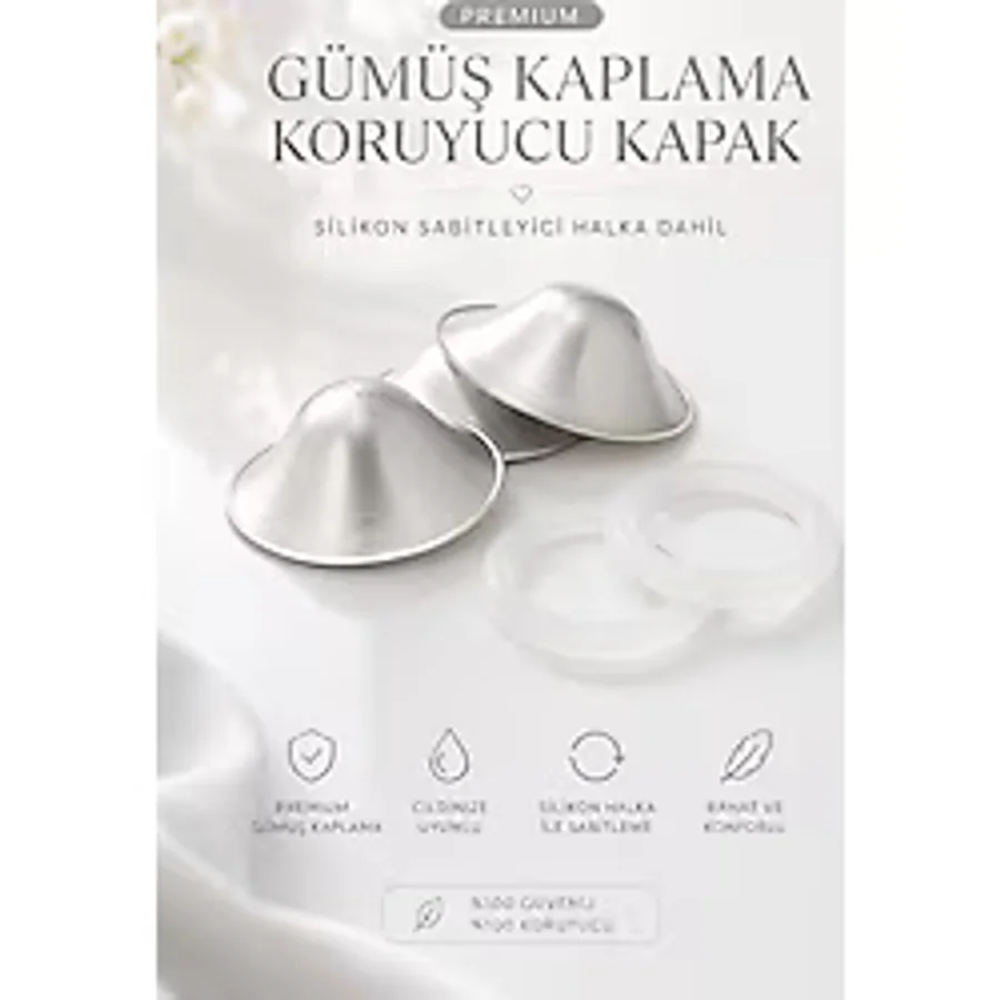 Mommiecare TR Gümüş Kaplama Göğüs Ucu Koruyucu Kapak