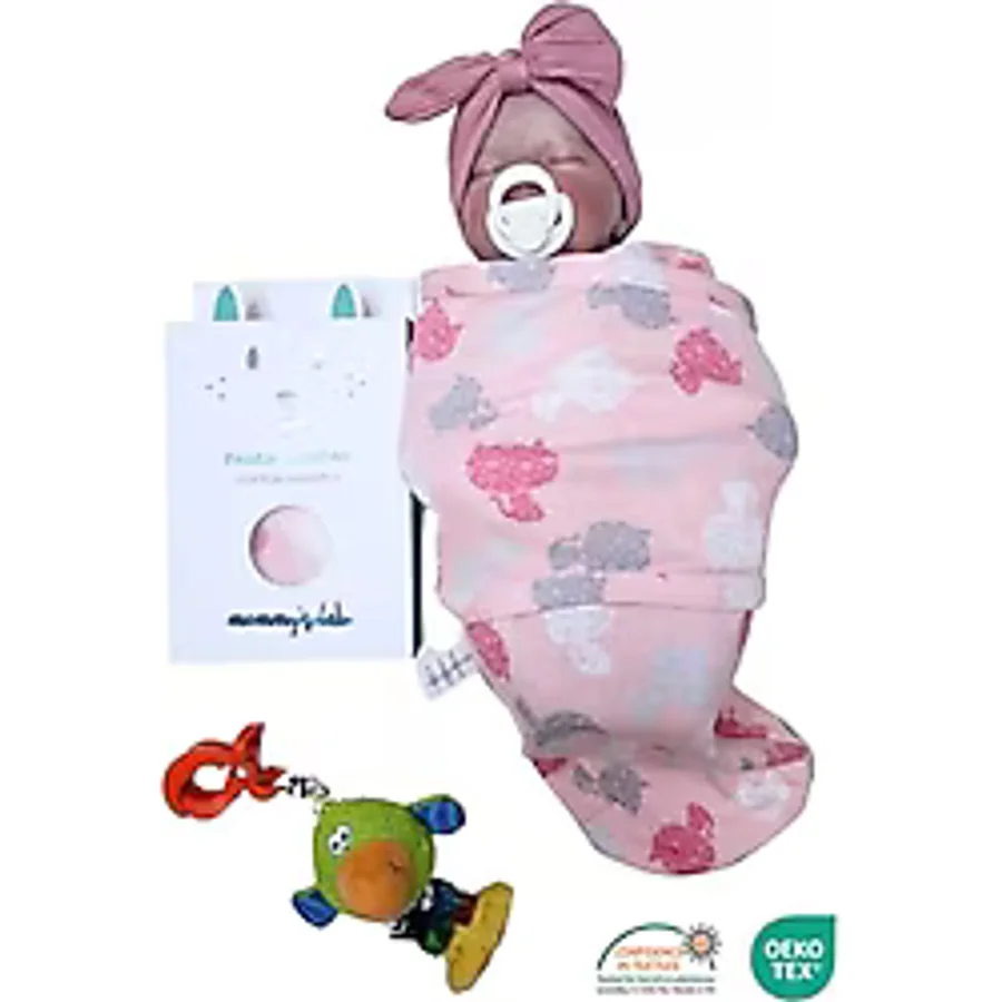 Mommyslab Yeni Sezon 0-4 Ay Desenli Renkli Cırtlı Hazır Bebek Pamuk Kundak%100 Pamuk (OEKO TEX CIF BELGELİ) Kedicik Mimi MLYPK