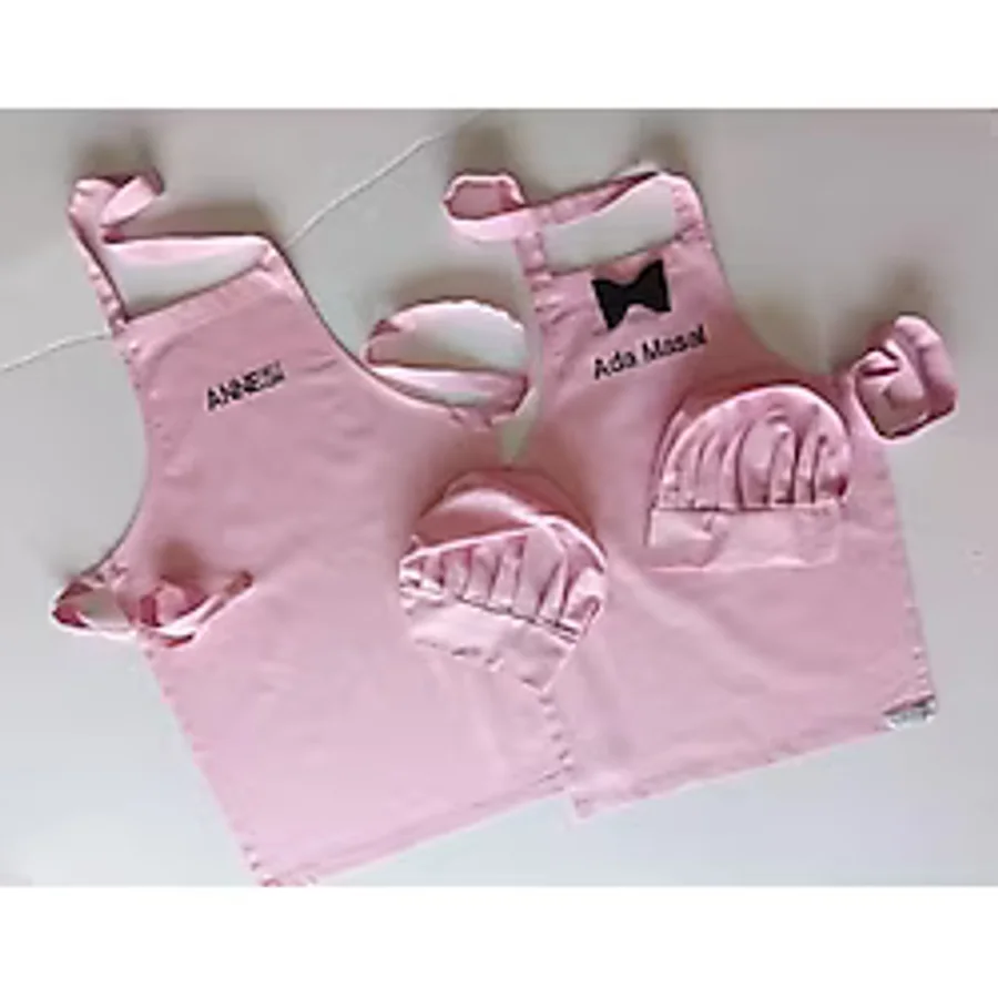 Moms And Babies Anne Kız-Erkek Çocuk Mutfak Ve Etkinlik Önlüğü Pembe 0-12 Yaş Beden