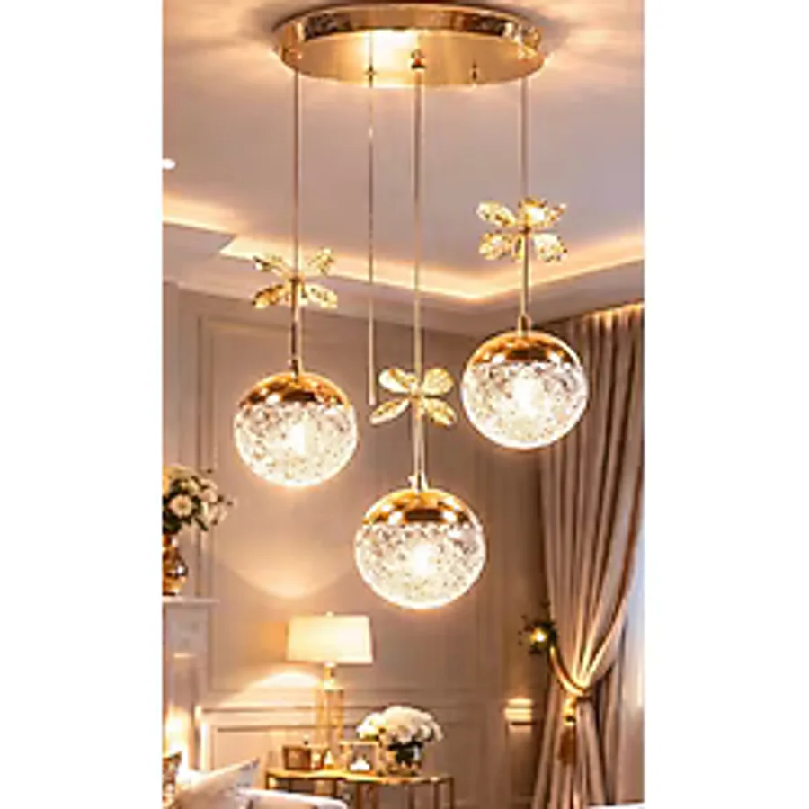 Mon Chevalon Jackson Sarkıt Avize Gold Kaplama Gün Işığı Power Ledli Avize 3 lü Sarkıt Salon Avizesi