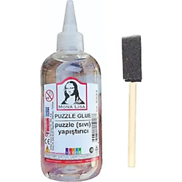 Mona Lisa Puzzle Yapıştırıcı 250 ml 1 Adet ve Dağıtıcı Sünger Fırça 1 Adet Monalisa Pazıl Yapıştırıcısı - Beyaz - standart