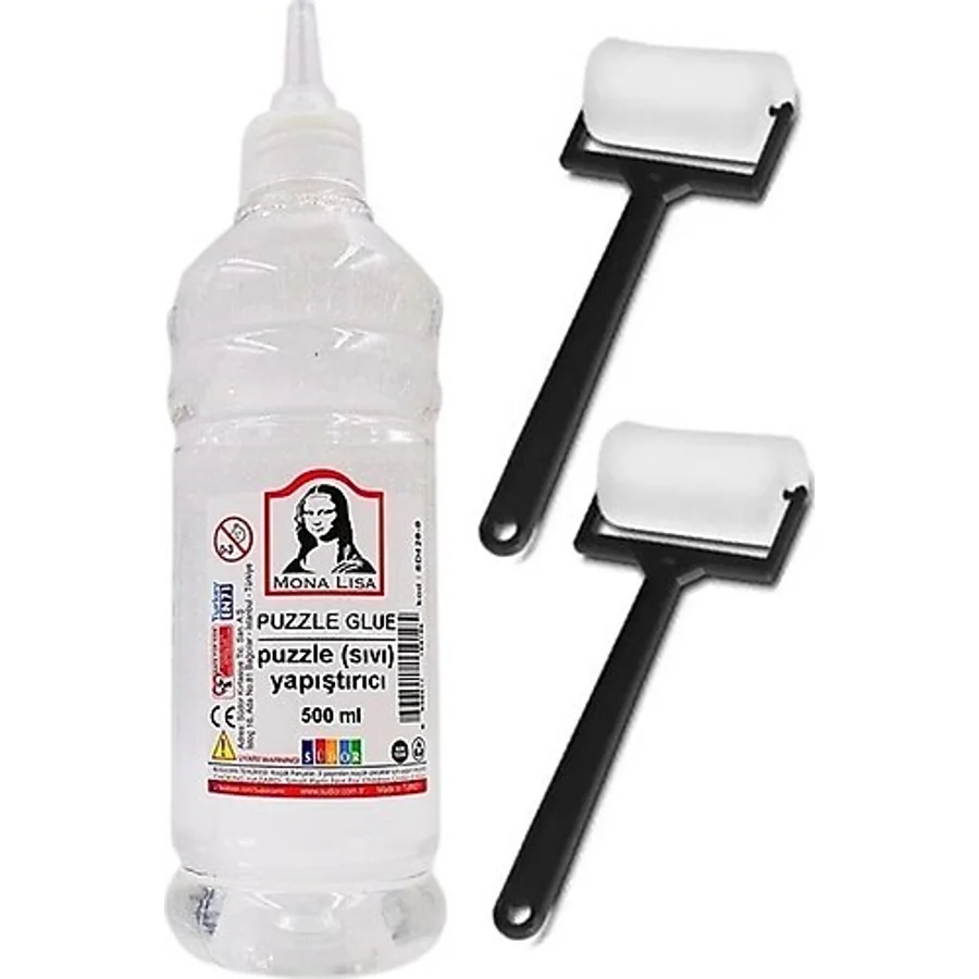 Mona Lisa Puzzle Yapıştırıcı 500 ml 1 Adet ve Silindir Sünger Fırça 2 Adet Pazıl Yapıştırıcısı - Şeffaf