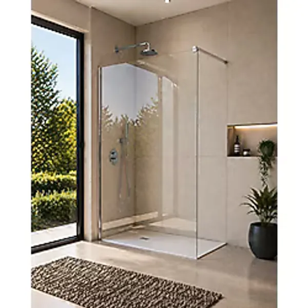 Monaqua Mone Seperatör Duşakabin 6mm Şeffaf Cam - Parlak Profil Sabit Panel Gri