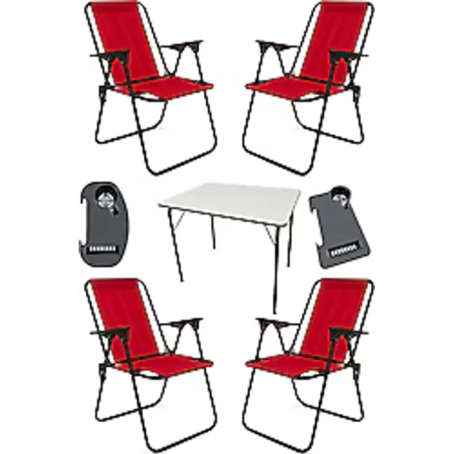 Moniev Litea 50x70 cm 4 Kişilik MDF Kamp Masa Sandalye Takımı