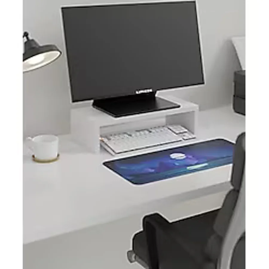 Monitor Standı, Masaüstü Yükseltici Raf, 45x20x11.8 cm, Beyaz
