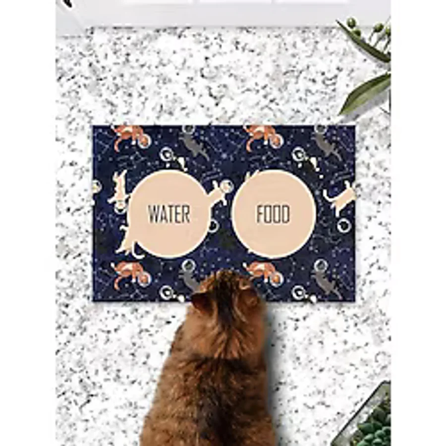 Monnhein Uzaylı Kediler Kedi Köpek Eğitim Mama Paspası Ve Beslenme Altlığı