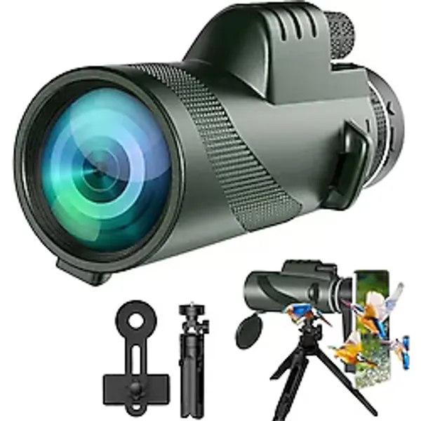 Monoküler Teleskop, 80x100 Full HD Yüksek Çözünürlük, 10 Km Görüş Mesafesi, 52 mm Objektif Lens Çapı, Gece Görüş Destekli, Tripod ve Taşıma Çantalı, Telefon Tutuculu Profesyonel Monoküler Dürbün