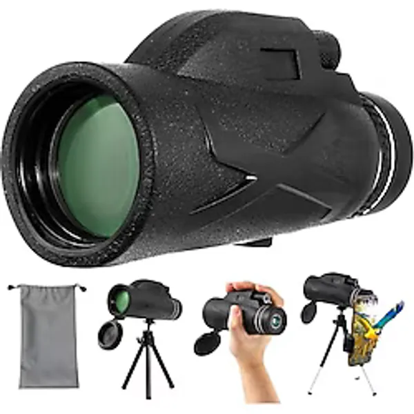 Monoküler Teleskop - 80x100 Full HD Yüksek Çözünürlük, 10 Km Görüş Mesafesi, 52 mm Objektif Lens, Gece Görüş Destekli, Tripod ve Taşıma Çantalı, Telefon Tutuculu Profesyonel Monoküler Dürbün