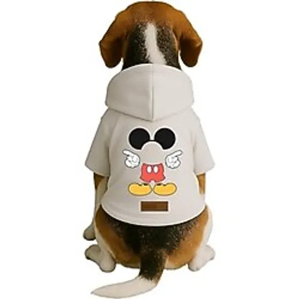 monopetz Baskılı İçi Polarlı Köpek Ve Kedi Kıyafeti Elbisesi - Beyaz Renk Kapüşonlu Hoodie B14E6 S
