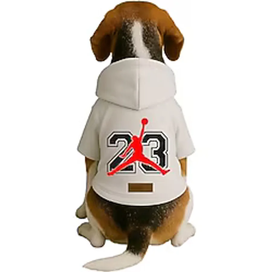 Monopetz Baskılı İçi Polarlı Köpek ve Kedi Kıyafeti Elbisesi - Beyaz Renk Kapüşonlu Hoodie B46A1, L