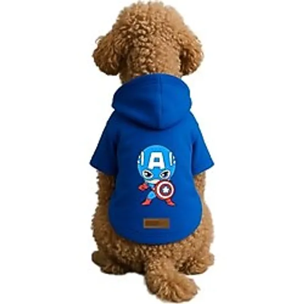 Monopetz Baskılı İçi Polarlı Köpek ve Kedi Kıyafeti Elbisesi - Mavi Renk Kapüşonlu Hoodie B3433, XL