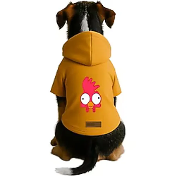 monopetz Baskılı İçi Polarlı Köpek Ve Kedi Kıyafeti & Elbisesi - Sarı Renk Kapüşonlu Hoodie B046D 2Xl