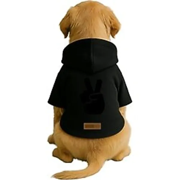 Monopetz Baskılı İçi Polarlı Köpek ve Kedi Kıyafeti Elbisesi - Siyah Renk Kapüşonlu Hoodie B5429, 6XL