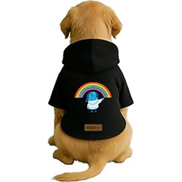 monopetz Baskılı İçi Polarlı Köpek Ve Kedi Kıyafeti Elbisesi - Siyah Renk Kapüşonlu Hoodie B8383 S