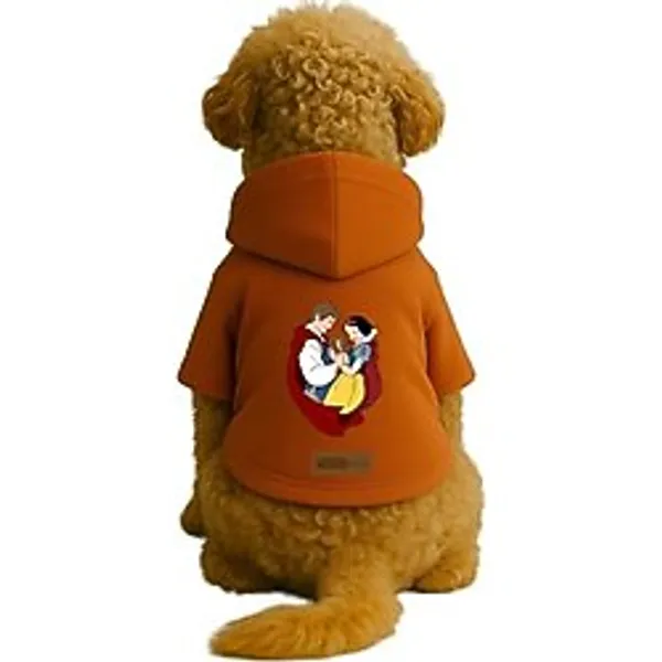 Monopetz Baskılı İçi Polarlı Köpek ve Kedi Kıyafeti Elbisesi - Turuncu Renk Kapüşonlu Hoodie B36DF, XL