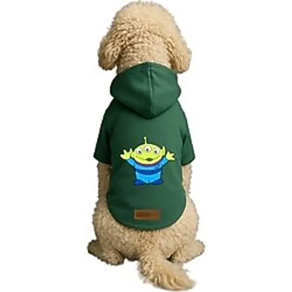 Monopetz Baskılı İçi Polarlı Köpek ve Kedi Kıyafeti Elbisesi - Yeşil Renk Kapüşonlu Hoodie B51FF, L