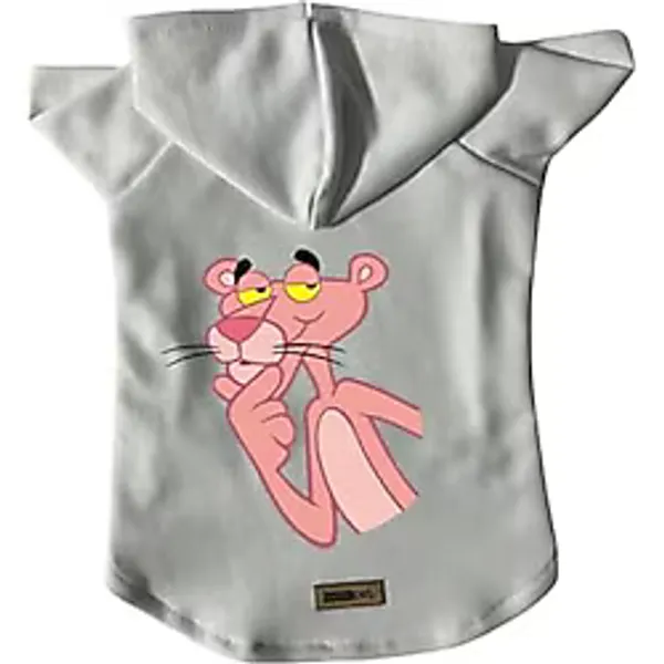 monopetz Kapişonlu Polar Sweatshirt Köpek Ve Kedi Kıyafeti & Elbisesi Beyaz Pembe Panter XL