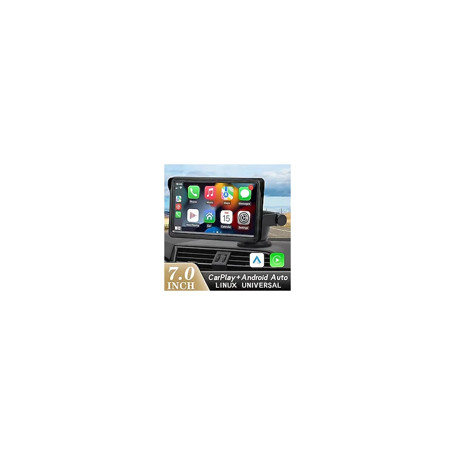Monozone Carplay Apple-Android Auto Harici Ekran Tak Çalıştır Multimedya Kablosuz Oto Carplay 7inç