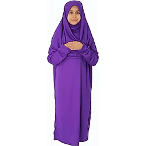 Monte Lui Kız Çocuk Tek Parça Namaz Elbisesi Gül Kurusu - 10 Yaş - Mor