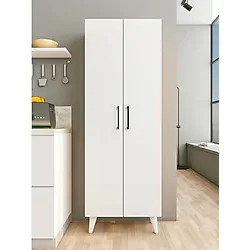 Montenero Çok Amaçlı Dolap Parlak Beyaz Kiler Dolabı Erzak Dolabı Mutfak Dolabı Banyo Dolabı 6 Raflı