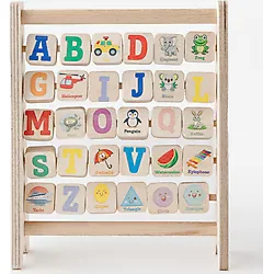 Montessori Ahşap Alfabe Abaküs / 3+ Yaş / Renkli Harfler, Şekiller ve Görseller / Eğitici, Öğretici ve Güvenli Çocuk Oyuncağı