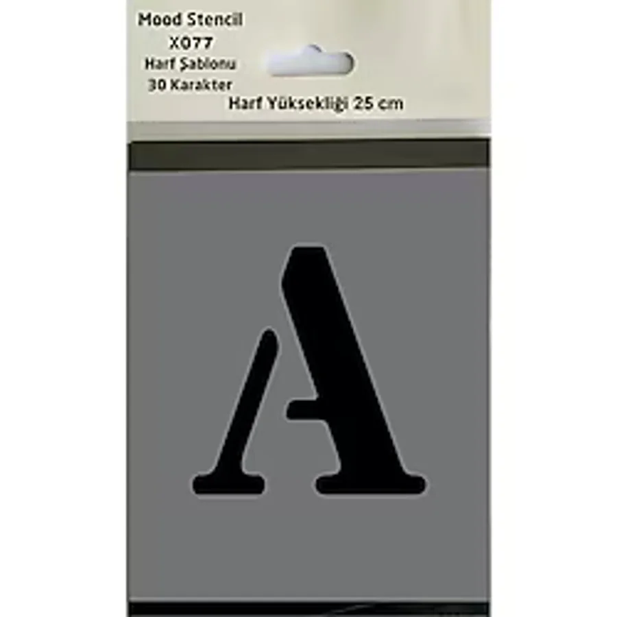 Mood Stencil Harf Boyama Şablonu X077 Harf Yüksekliği 25 cm