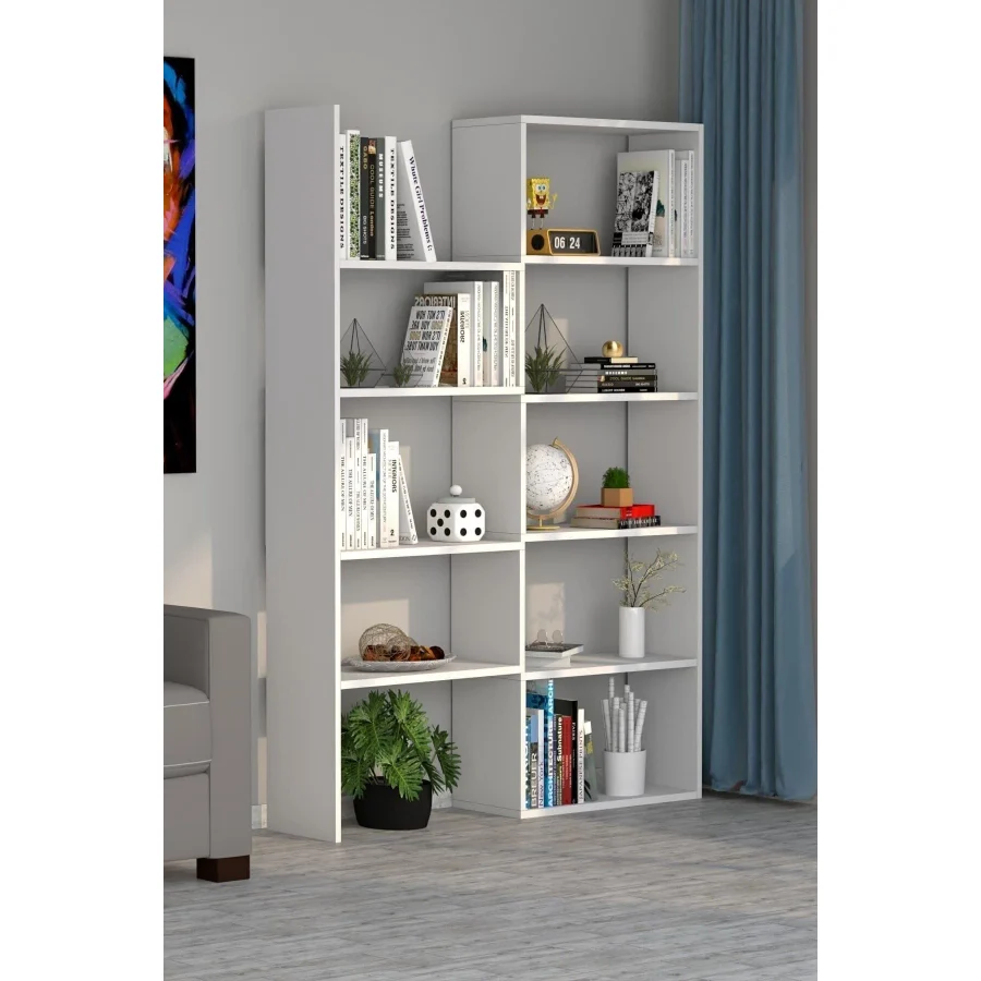 Moonlife Office Dekoratif Kitaplık Beyaz