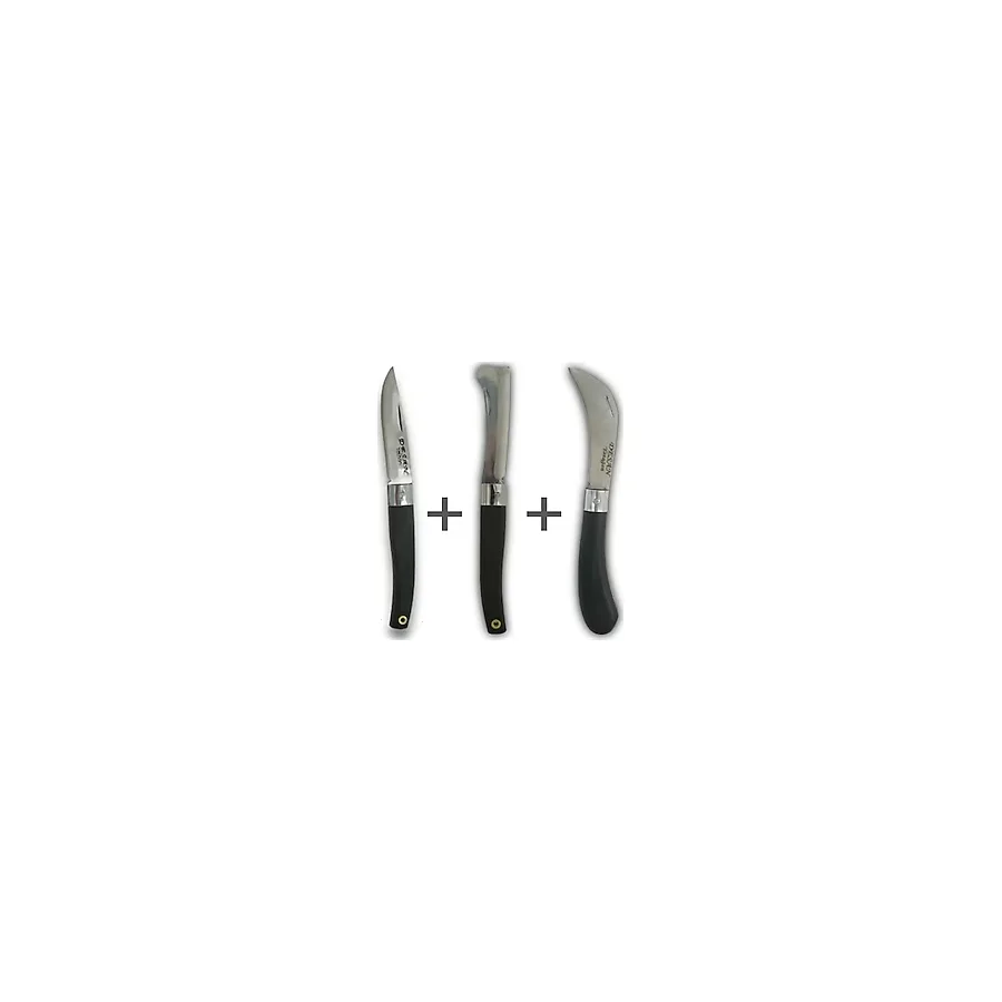 Moonlight Outdoor Düz Aşı Bıçağı Bağ Bıçağı 3'Lü Set Paslanmaz Ceviz Aşı Çakısı 21Cm Plastik Saplı Takkalı 40012