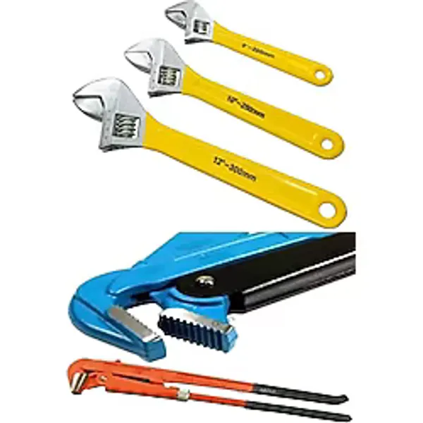 Moonshop Kurbağacık Ingiliz Anahtarı Seti Takımı 8" 10" 12 Ayarlı Anahtar Seti Ve 1 Lik Maşalı Boru Anahtarı. Sarı