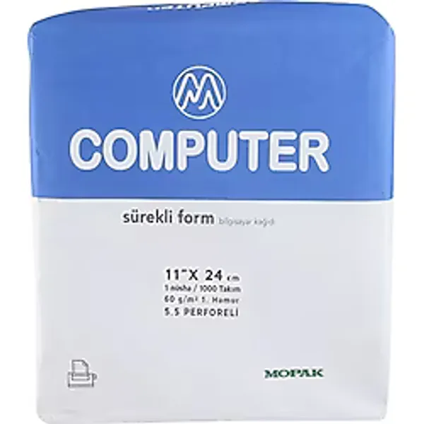 Mopak 1 Nüsha 5,5 Perforfajlı 11x24 Sürekli Form Bilgisayar Kağıdı (1000 li)