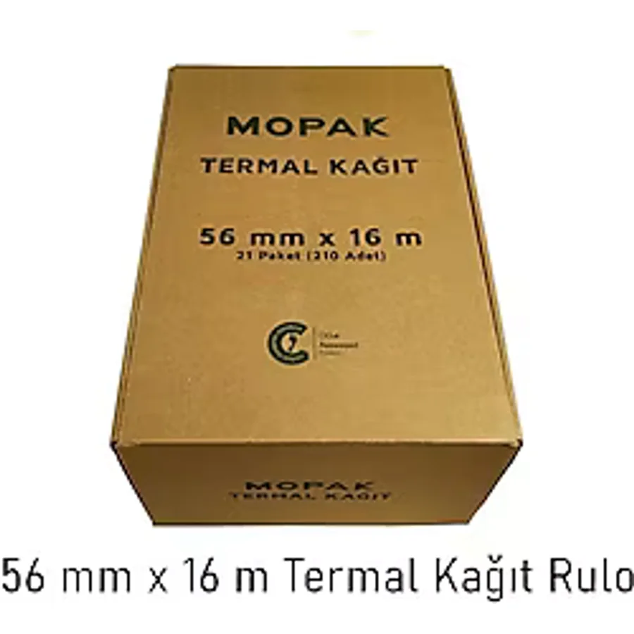 Mopak 56 mm x 16 mt Termal Pos Yazarkasa Kağıdı 1 Koli 210 Rulo
