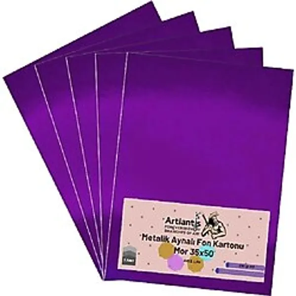 Mor 35x50 Metalik Aynalı Fon Kartonu 5 Adet 1 Paket Artlantis Aynalı Metalik Fon Kartonu