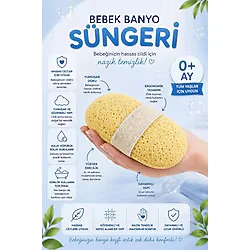 Mor Bebe Bebek Banyo ve Yıkama Süngeri Lastikli ( Sabun Koyma Çepli ) - Açık Sarı