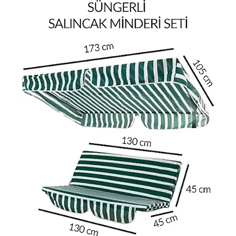 Mor Minder Salıncak Minder Seti Tenteli Salıncak Minder Seti Yeşil Beyaz 2 Kişilik Süngerli Işbir Gri Sünger