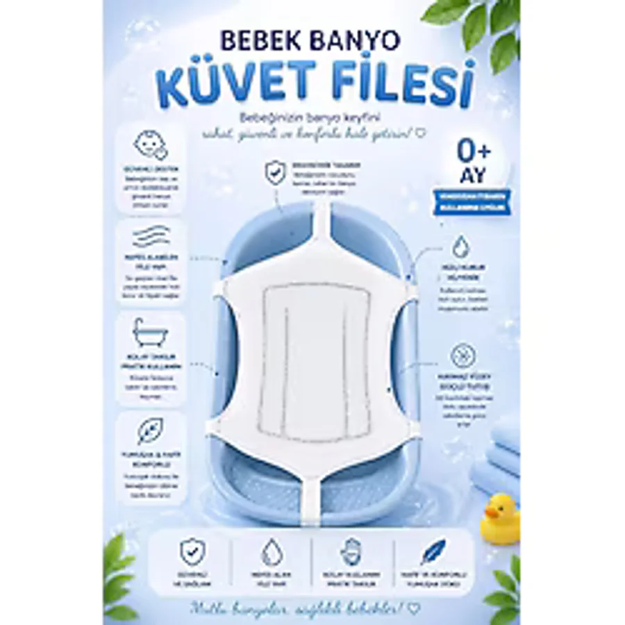 MorBebe Lüx Köpüklü Banyo Filesi, Küvet Yıkama Filesi, Bebek Banyo Filesi (KATLANIR KÜVETLERE UYUMLUDUR)