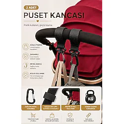 MorBebe Puset Kancası I Bebek Arabası Kancası I Bebek Arabası Askı Apatı I 2 Adet Metal