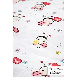 More Home %100 Pamuk Tek Kat Müslin Bezi 90x90 cm Kalp& Uğur Böceği