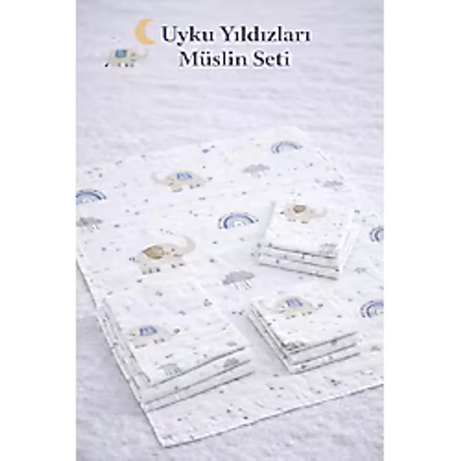 More Home Müslin Bezi Set 5 Parça % 100 Pamuklu Filli Bulutlu