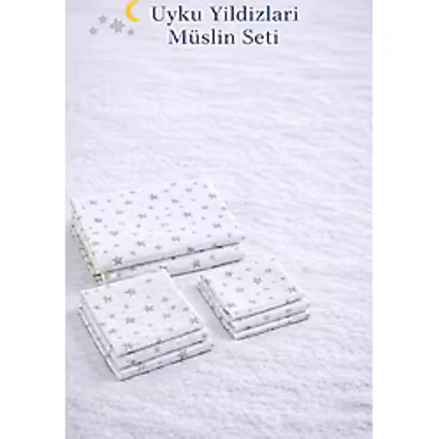 More Home Müslin Bezi Set 5 Parça % 100 Pamuklu Yıldızlı