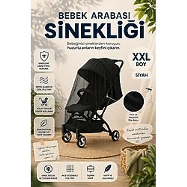 MorOflan Siyah Bebek Arabası Sinekliği Tüm Bebek Arabası & Puset Modellerine Uygun