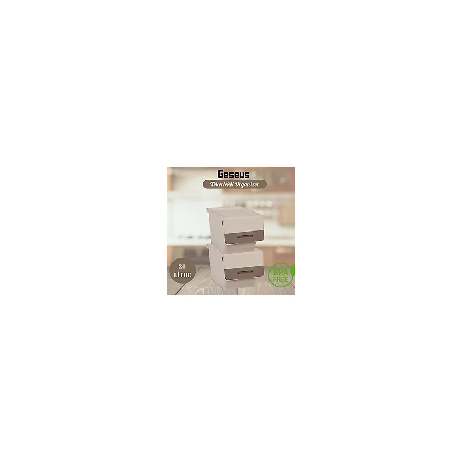 Motek Tekerlekli Patateslik Soğanlık Oyuncak Kutusu Patateslik Soğanlık Sepeti 2X12lt Krem+Açık Kahve