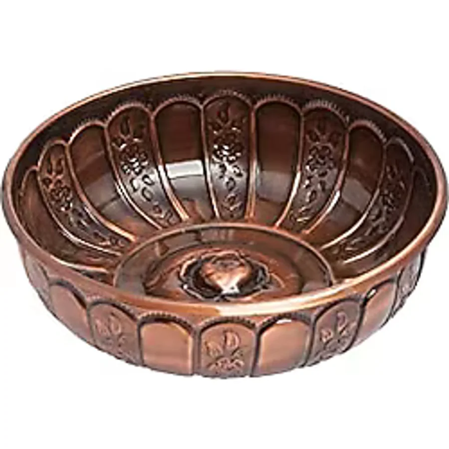 Motifli Otantik Hamam Tası 20 Cm Bakır Zamak