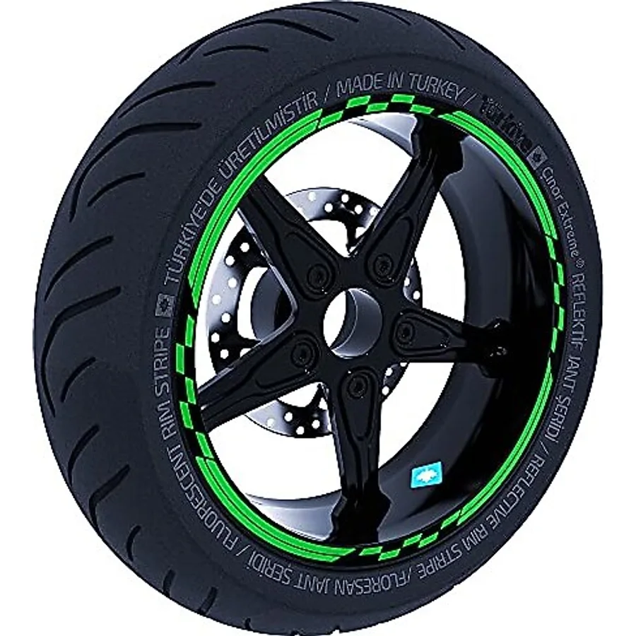 Moto GP Yarış Bayraklı Orman Yeşili Jant Şeridi Sticker Çınar Extreme