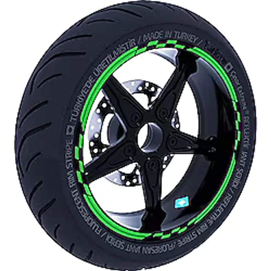 Moto GP Yarış Bayraklı Orman Yeşili Jant Şeridi Sticker Çınar Extreme