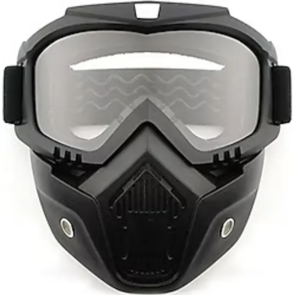 Motoanl Cross Motosiklet Bisiklet Gözlüğü Açık Kask Maskesi Süngerli Bant Lastikli Jet Maske Şeffaf Camlı Siyah